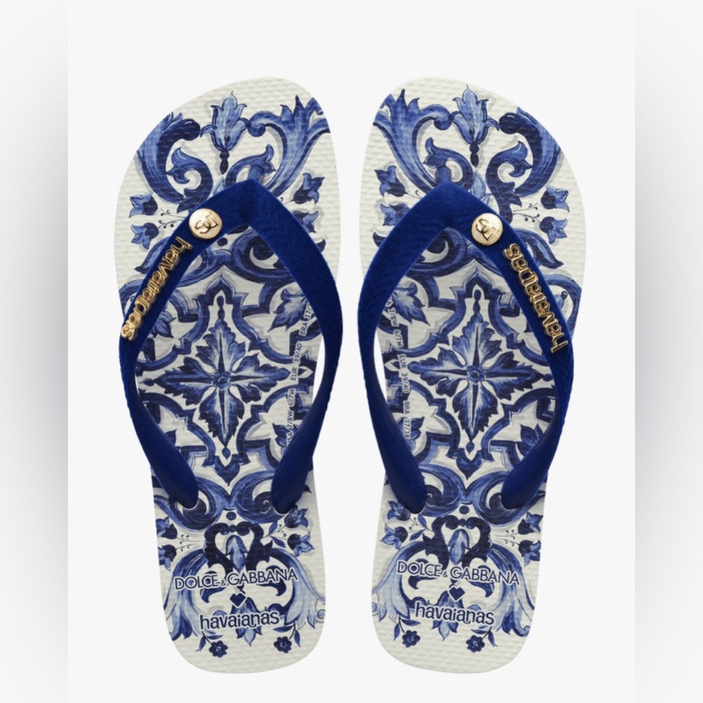 Dolce & Gabbana x Havaianas Blu Mediterraneo Flip Flops Sandals
Size 43/13
